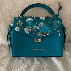 Michael Kors teal embellished bag